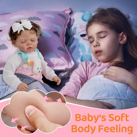18 Inch Reborn Baby Doll Boy Realistic Sleeping Vinyl Body Toy for Kids Age 3+ - Picture 6 of 7